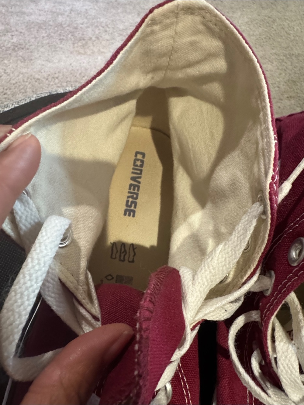 Converse High Top Sneakers - Burgundy and White - Picture 11 of 13